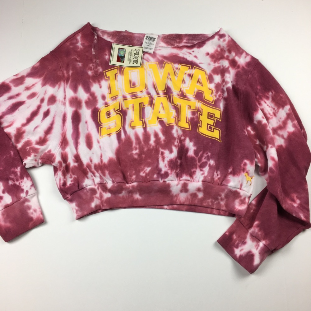 VS Pink Iowa State Tie Dye Crop Sweatshirt